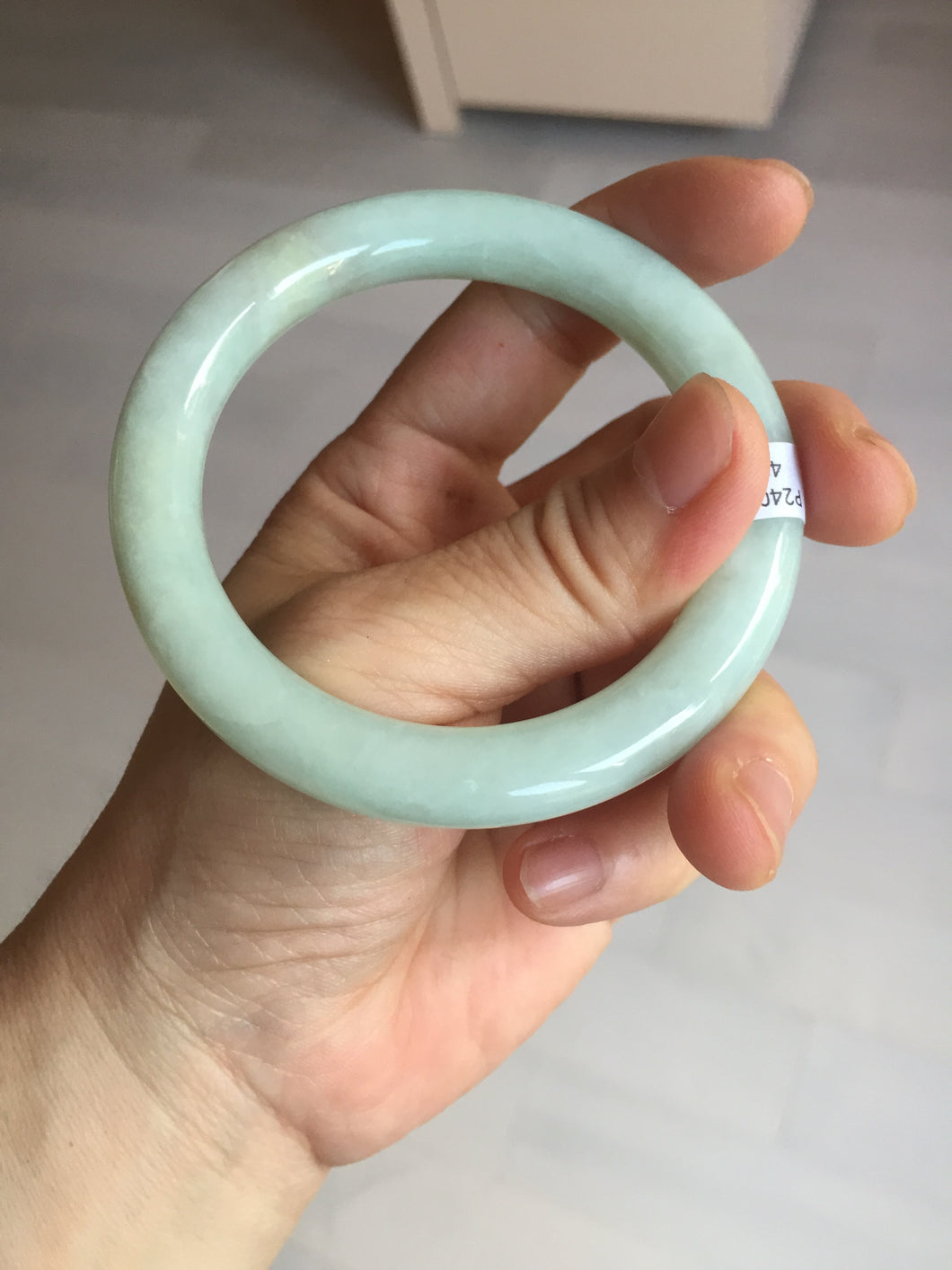 54.9mm certified natural 100% natural Type A light green round cut jadeite jade bangle BP18-4995