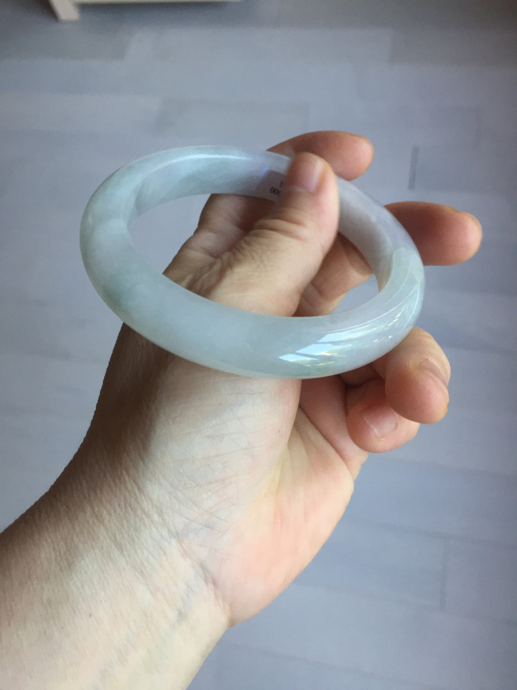 60.5mm certified Type A 100% Natural light green purple chubby Jadeite Jade bangle PA116-9531
