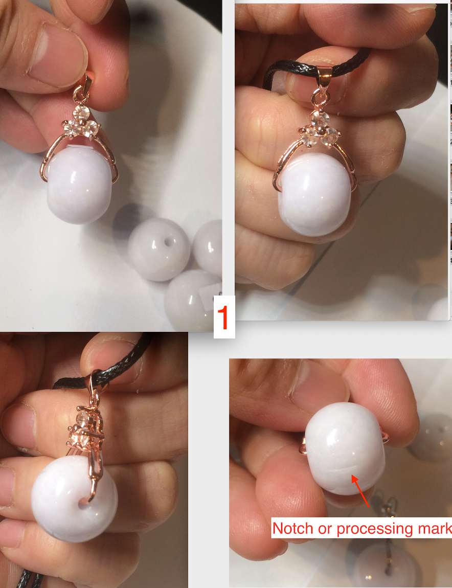 Type A 100% Natural white/light purple drum shape Jadeite Jade bead/pendant BF95