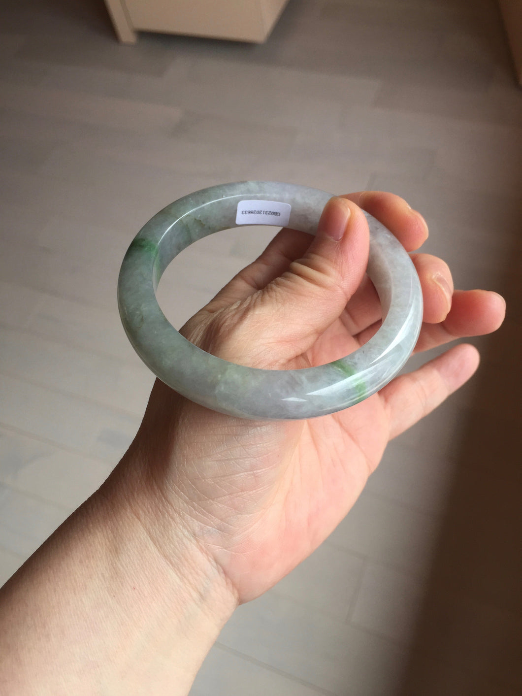 60mm Certified Type A 100% Natural icy watery sunny green/purple/gray/brown Jadeite Jade bangle BL76-8633