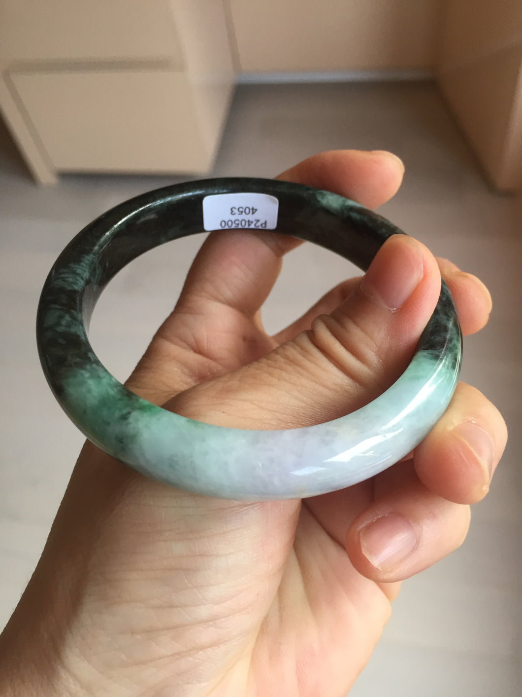 58mm Certificate dark green/black/white sunny green/purple jadeite jade bangle BP27-4053