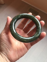 Load image into Gallery viewer, 55.5mm certified 100% Natural dark green/gray/black chubby round cut nephrite Hetian Jade bangle HF85-0882
