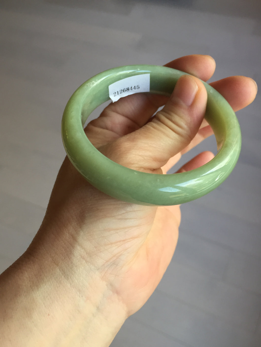 56.4mm certified 100% Natural green/yellow nephrite Hetian Jade bangle HF79-8445