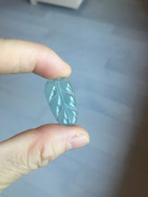 Load image into Gallery viewer, 100% natural type A icy watery light green blue gray Guatemala jadeite leaf pendant PD5
