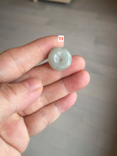 Load image into Gallery viewer, 14.5-16.4mm Type A 100% Natural icy watery light green white gray Jadeite Jade Safety Guardian Button donuts Pendant group AU80
