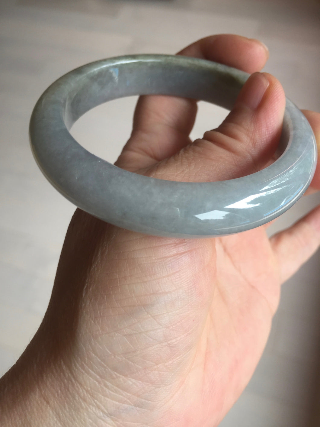 57mm Certificated 100% natural type A light green/gray/black jadeite jade bangle BP53-5969