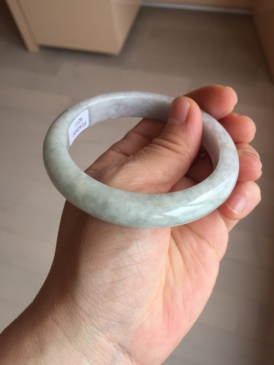 56.8mm Certified Type A 100% Natural light purple green white jadeite Jade bangle BS17-4011