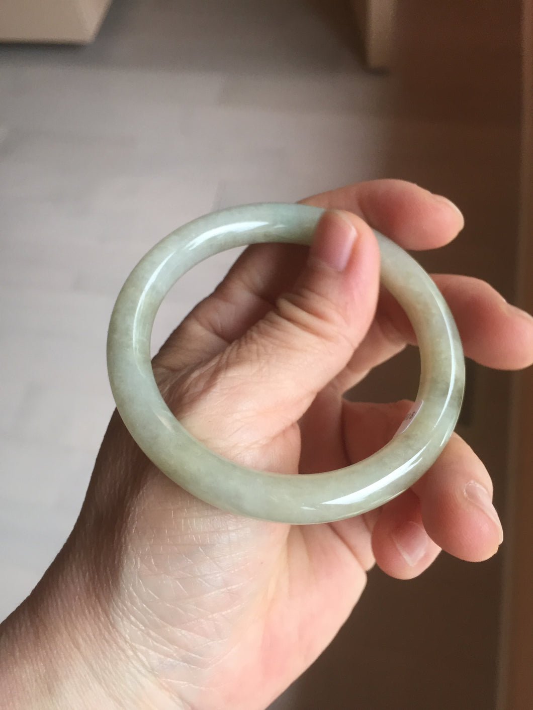 53.5mm Certified type A 100% Natural green dark green floating seaweed round cut Jadeite bangle PC140-6615