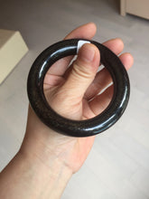 Load image into Gallery viewer, 54.3mm certified 10% Natural black(MO YU 墨玉) meteorite Stellar Night sky chubby round cut nephrite bangle HN1-8246
