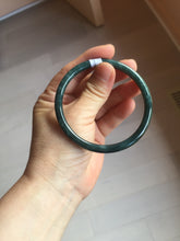 Load image into Gallery viewer, 59.5mm Certified Type A 100% Natural dark green/blue/gray Guatemala slim round cut Jadeite bangle PA151-8849
