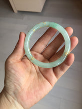 Load image into Gallery viewer, 53mm 100% Natural type A icy watery sunny green carved and golden-painted round cut Jadeite Jade bangle PA173-0228
