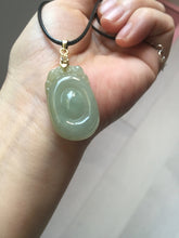 Load image into Gallery viewer, 100% Natural type A icy oily light green gray Jadeite Jade seashell (福贝)  pendant F147
