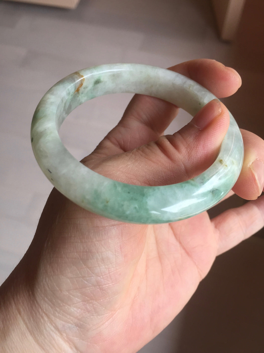 55.5mm Certified 100% natural Type A fresh green yellow orange jadeite jade bangle BN1-6331