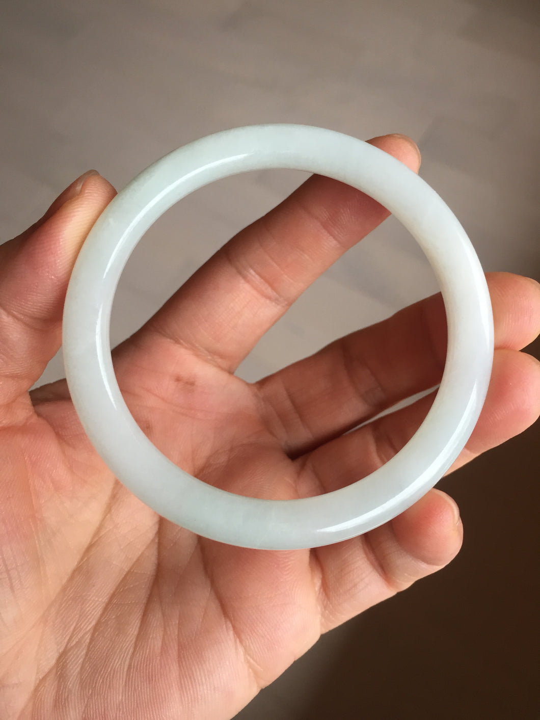 Shopify only 5385mm Certified 100% natural Type A light green white jadeite jade bangle AX135-0224 add on item