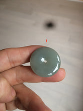 Load image into Gallery viewer, 21.5-26mm certified 100% Natural icy watery oily light green/white  jadeite Jade Safety Guardian Button(donut) Pendant F126
