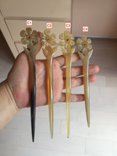 Load image into Gallery viewer, 100% Natural Buffalo Horn carved flowers/bamboo/Auspicious Clouds/love bird stick hairpin CB81 (Add-on item! not for sale individually)
