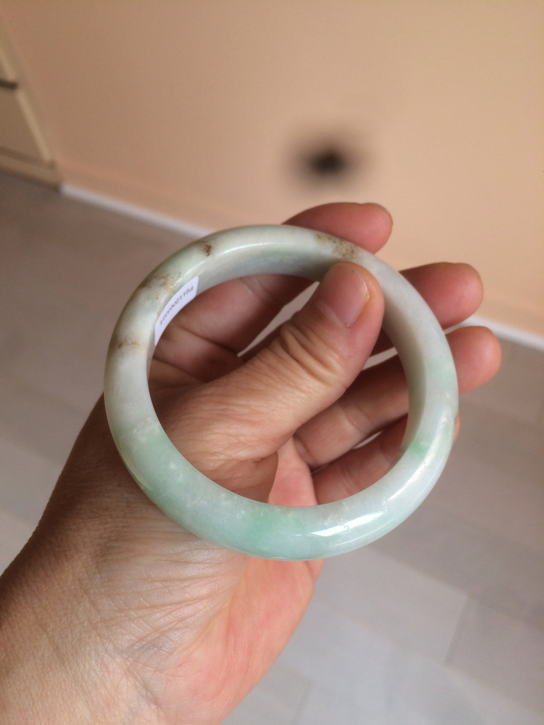 54.6mm certified 100% natural Type A sunny green/white/brown jadeite jade bangle Y138-3314