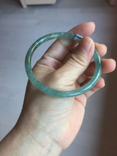Load image into Gallery viewer, 58.5mm Certified Type A 100% Natural light green/blue/gray with flying snow Guatemala slim round cut Jadeite bangle PD56-5533
