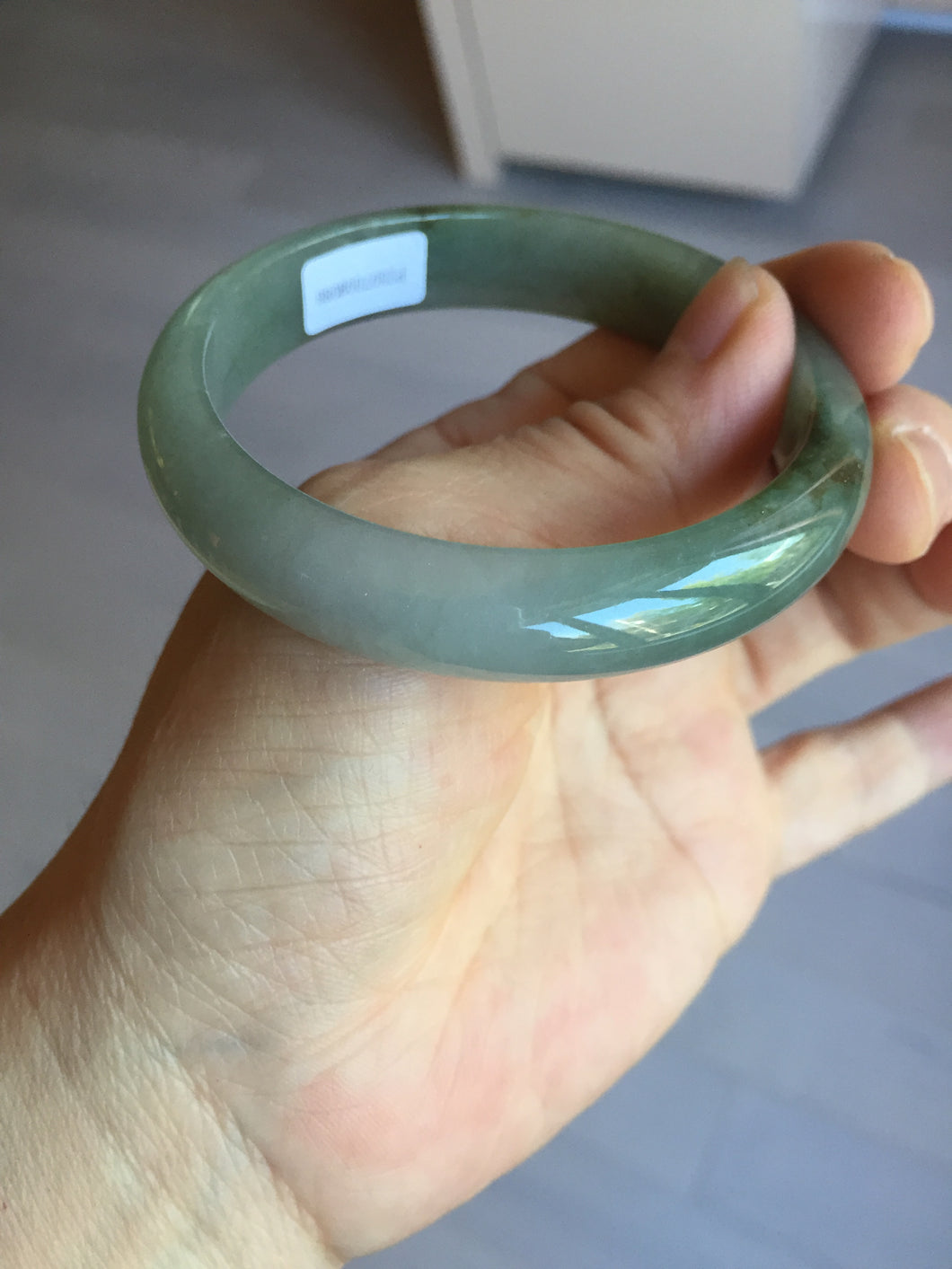 55.8mm Certified 100% natural Type A oily dark green/gray/black jadeite jade bangle BN32-8086