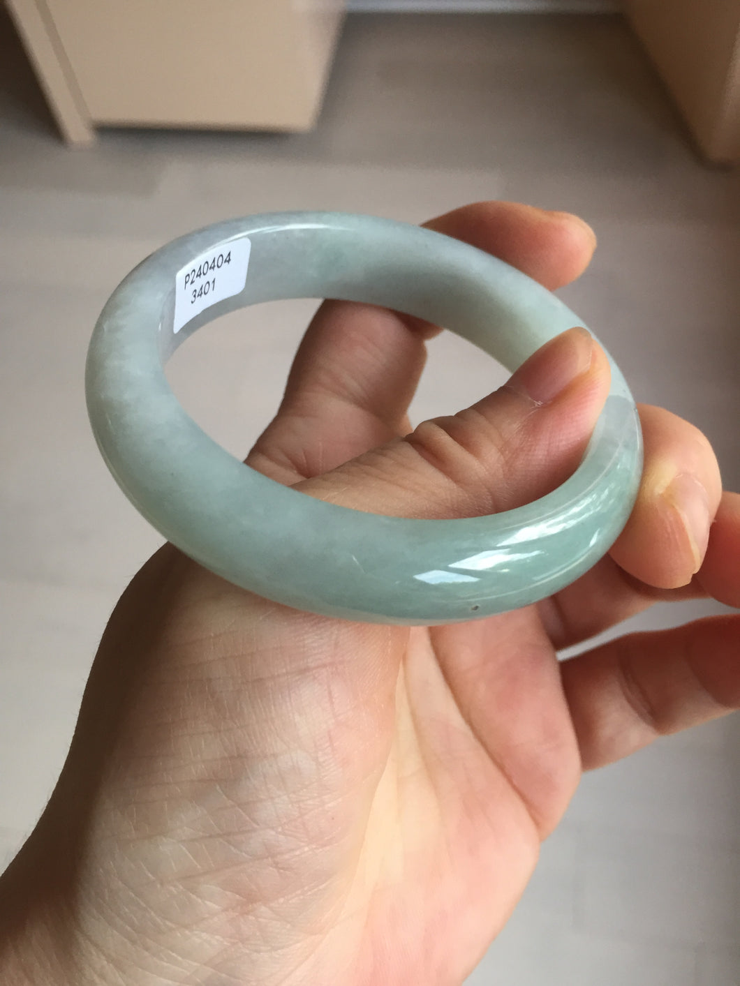 53.5mm certified 100% natural Type A light green/purple jadeite jade bangle BP34-3401