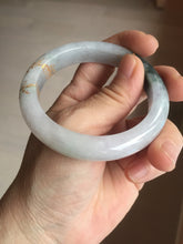Load image into Gallery viewer, 53.6mm 100% Natural type A dark green purple white carved flowers and golden-painted Jadeite Jade bangle PD92-0263
