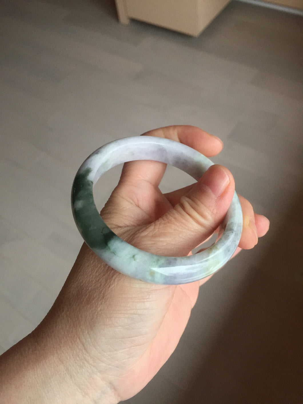 56.4 mm certificated Type A 100% Natural green purple yellow Jadeite Jade bangle BL64-6220