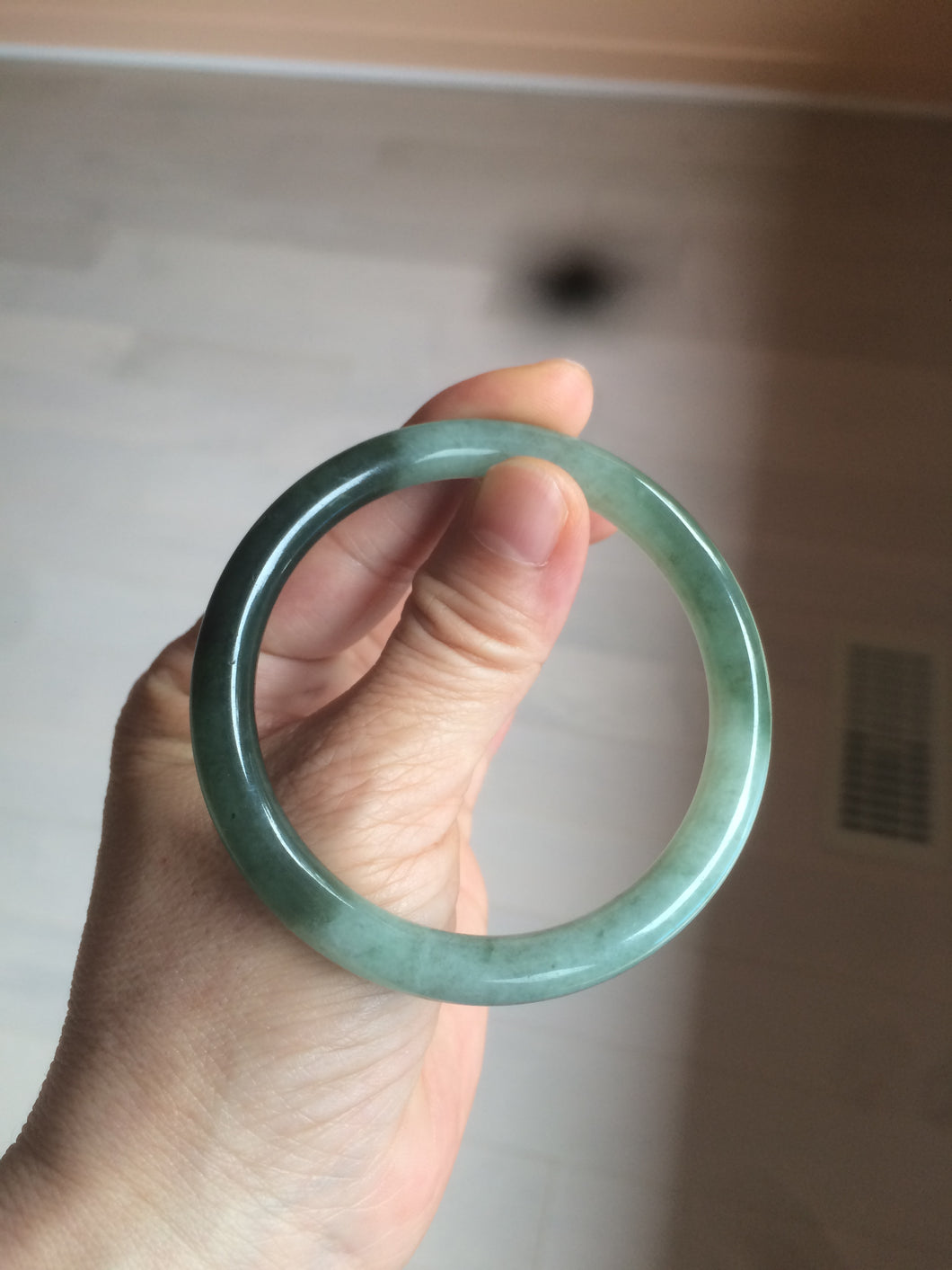 55.7mm Certified type A 100% Natural oily dark green round cut Jadeite bangle AY4-1524