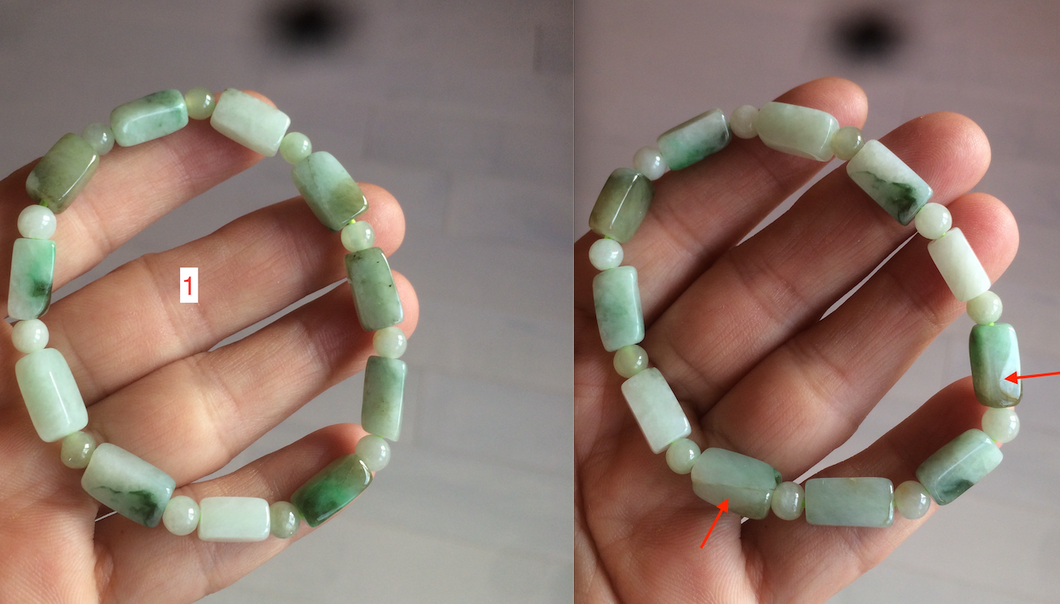 100% natural type A  green/brown/yellow jadeite jade beads bracelet W105