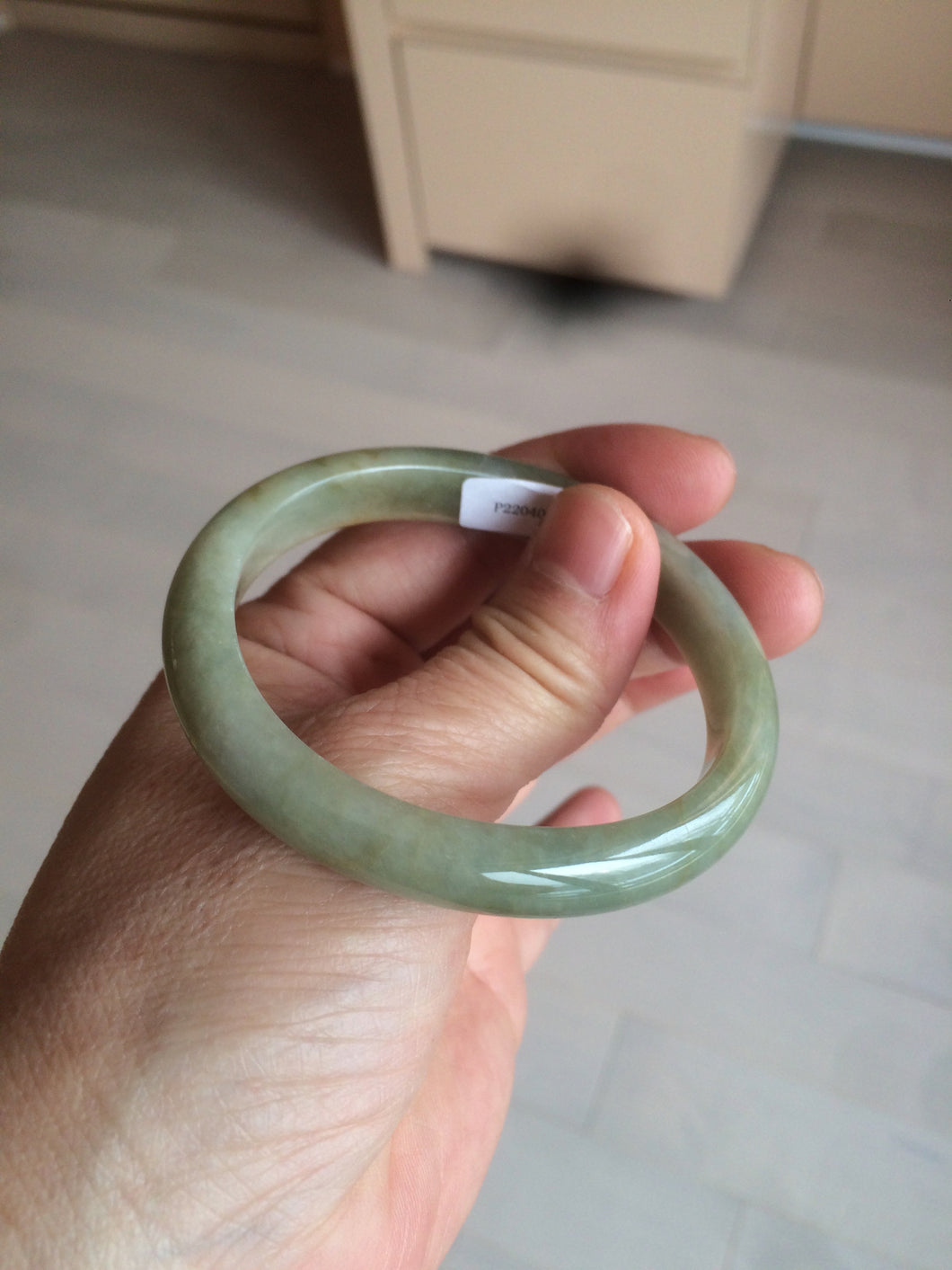 49.5mm Certified Type A 100% Natural yellow/gray/green Jadeite Jade bangle AF80-5002