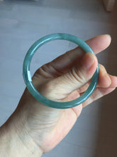 Load image into Gallery viewer, 55.5mm Certified Type A 100% Natural light green/blue/gray Guatemala slim round cut Jadeite bangle PD68-1470
