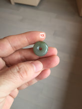 Load image into Gallery viewer, 14.5-16.4mm Type A 100% Natural icy watery light green white gray Jadeite Jade Safety Guardian Button donuts Pendant group AU80
