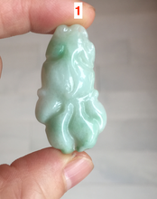 Load image into Gallery viewer, 100% Natural clear sunny green gray  jadeite jade golden fish Pendant group BP109
