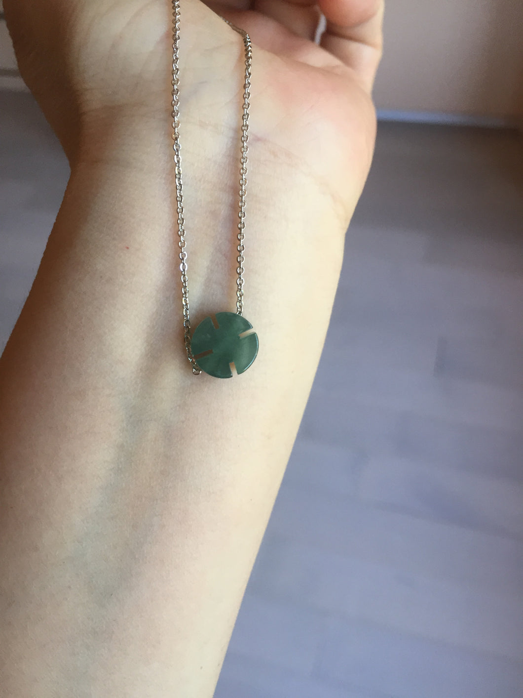 10-10.5mm 100% natural type A icy watery dark green blue gray four-leaf clover Guatemala jadeite jade pendants PC10