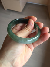 Load image into Gallery viewer, 55.5mm Certified Type A 100% Natural oily dark green(老油青)/gray Jadeite bangle BG230-0389
