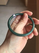 Load image into Gallery viewer, 59mm Certified Type A 100% Natural light green/blue/gray Guatemala slim round cut Jadeite bangle BP206-1034
