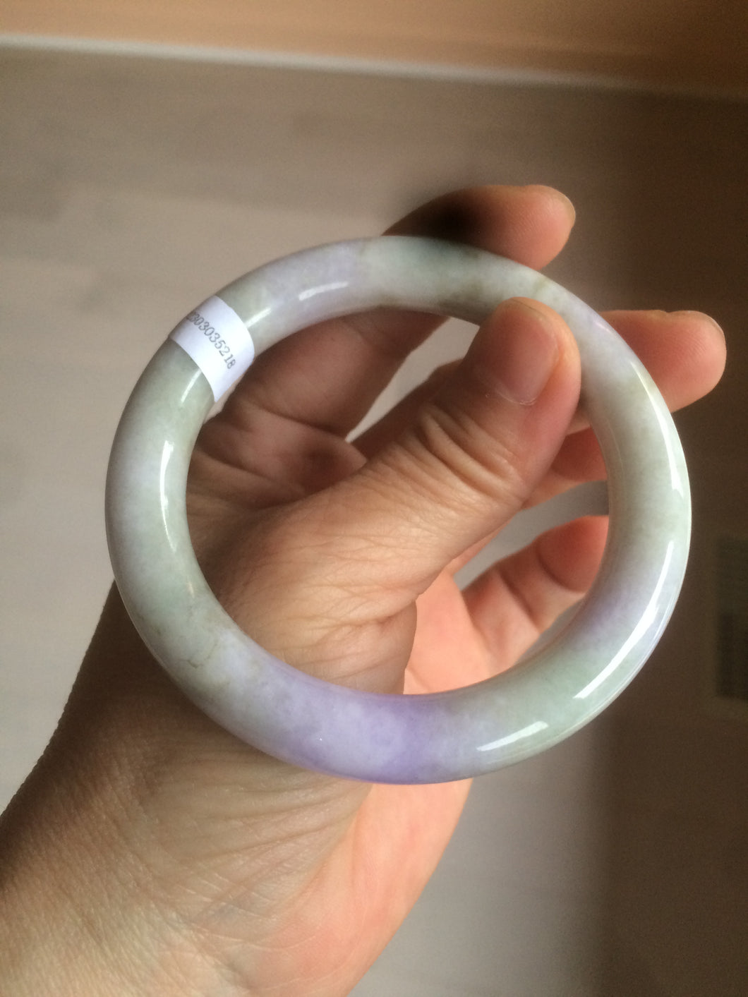 54.3mm Certified 100% natural Type A green/brown/purple round cut jadeite jade bangle AZ26-5218