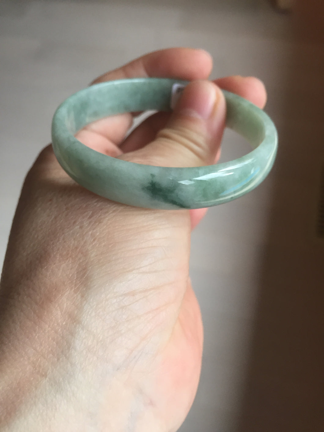 53.8mm certified Type A 100% Natural green thin Jadeite Jade bangle D134-2835