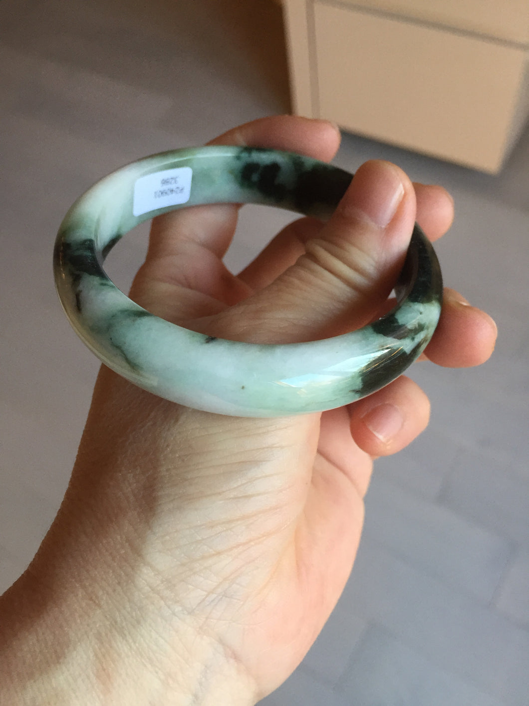 60mm certificated Type A 100% Natural dark green/brown/black Jadeite Jade bangle BG239-3286