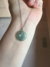 Load image into Gallery viewer, 15.7mm Type A 100% Natural icy watery green Jadeite Jade Safety Guardian Button donuts Pendant PC113
