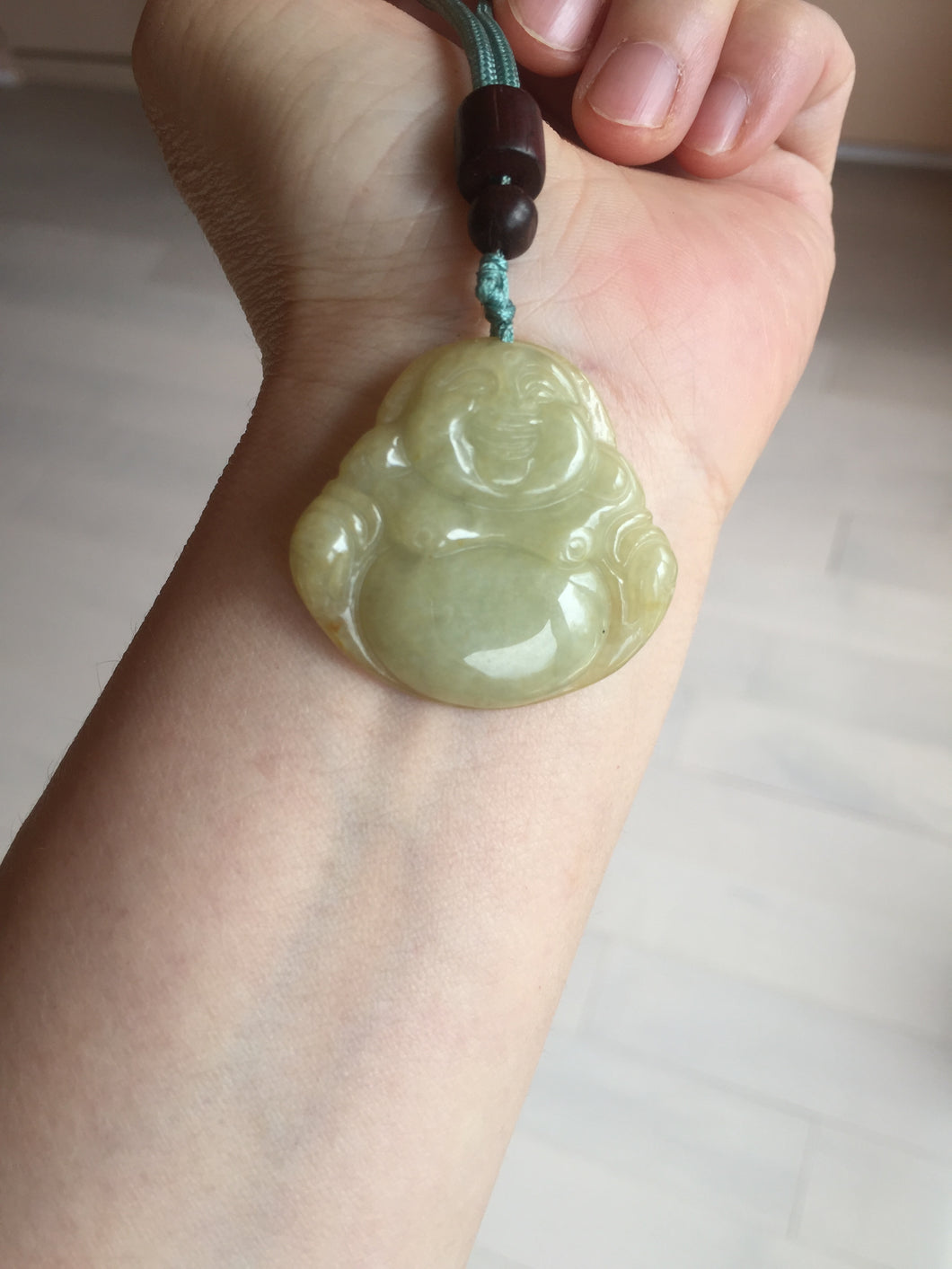 100% Natural type A yellow green happy buddha jadeite Jade pendant AX159