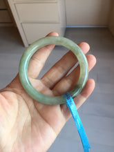 Load image into Gallery viewer, 54mm certified 100% natural type A icy watery light green/black round cut jadeite jade bangle BK9-6621
