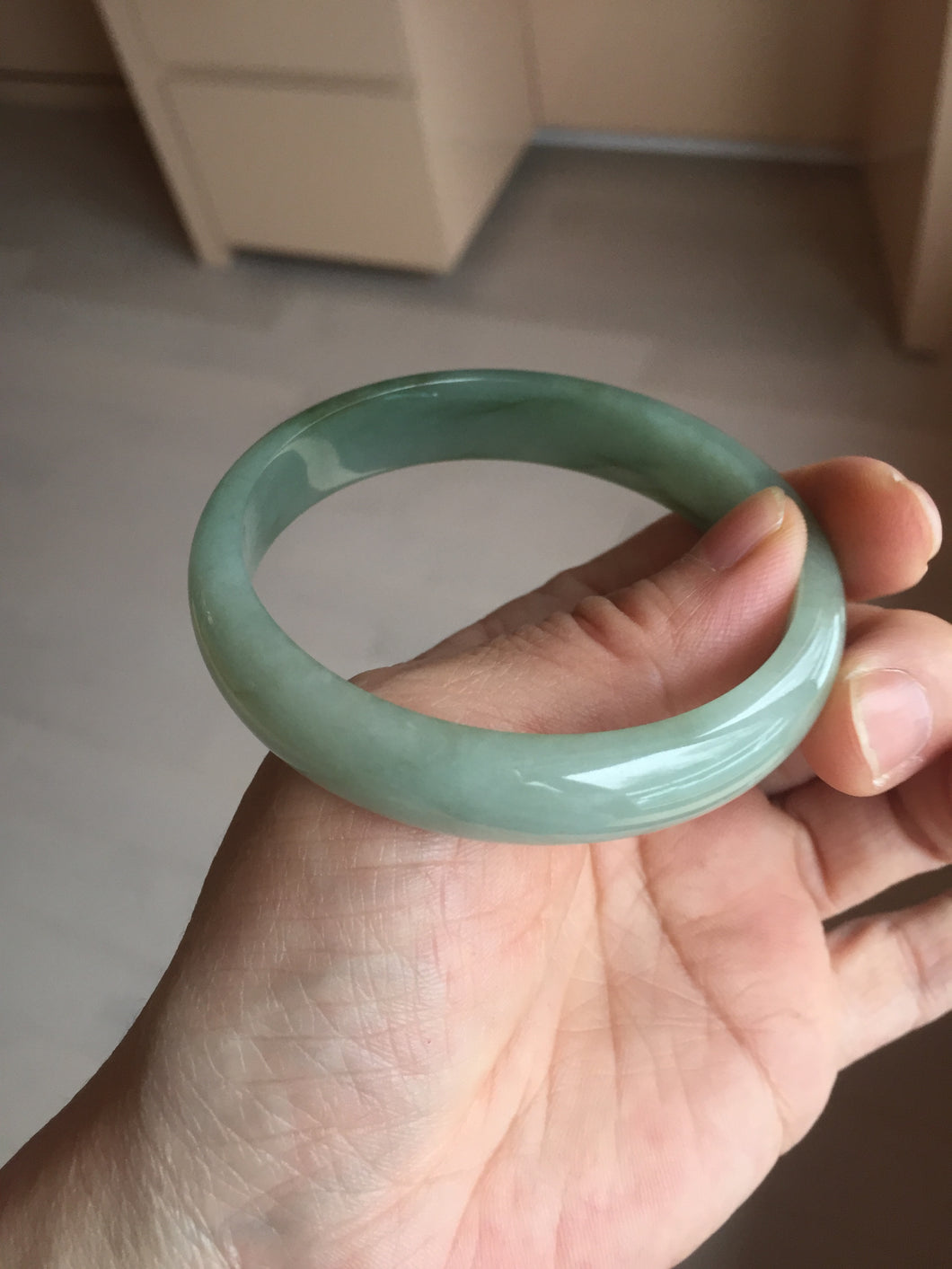 58.3mm certificated Type A 100% Natural oily dark green Jadeite Jade bangle AJ78-8578