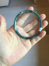 Load image into Gallery viewer, 58.6mm Certified Type A 100% Natural icy watery green/blue/black/gray slim round cut Guatemala Jadeite bangle PC90-3384
