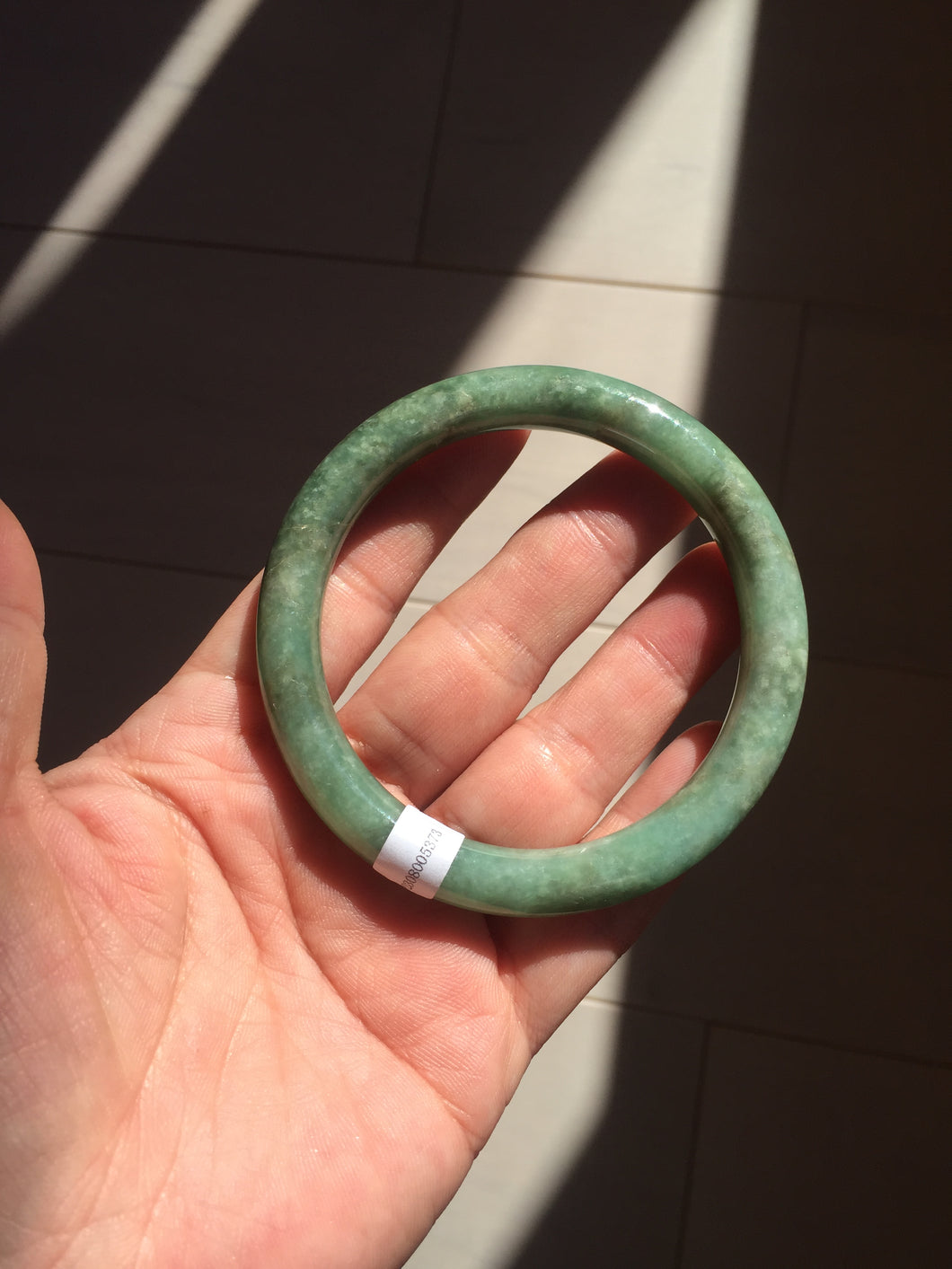 55.5mm Certified 100% natural Type A dark green/brown round cut jadeite jade bangle BM10-5373