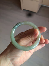 Load image into Gallery viewer, 54mm certified 100% natural type A icy watery light green/black round cut jadeite jade bangle BK9-6621
