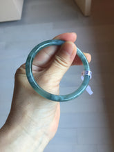 Load image into Gallery viewer, 54.5mm Certified Type A 100% Natural dark green/blue/gray with flying snow Guatemala slim round cut Jadeite bangle PD23-7366
