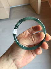 Load image into Gallery viewer, 54.3mm Certified Type A 100% Natural icy watery deep sea dark green/blue/gray/black slim round cut Guatemala Jadeite bangle AT99-2075
