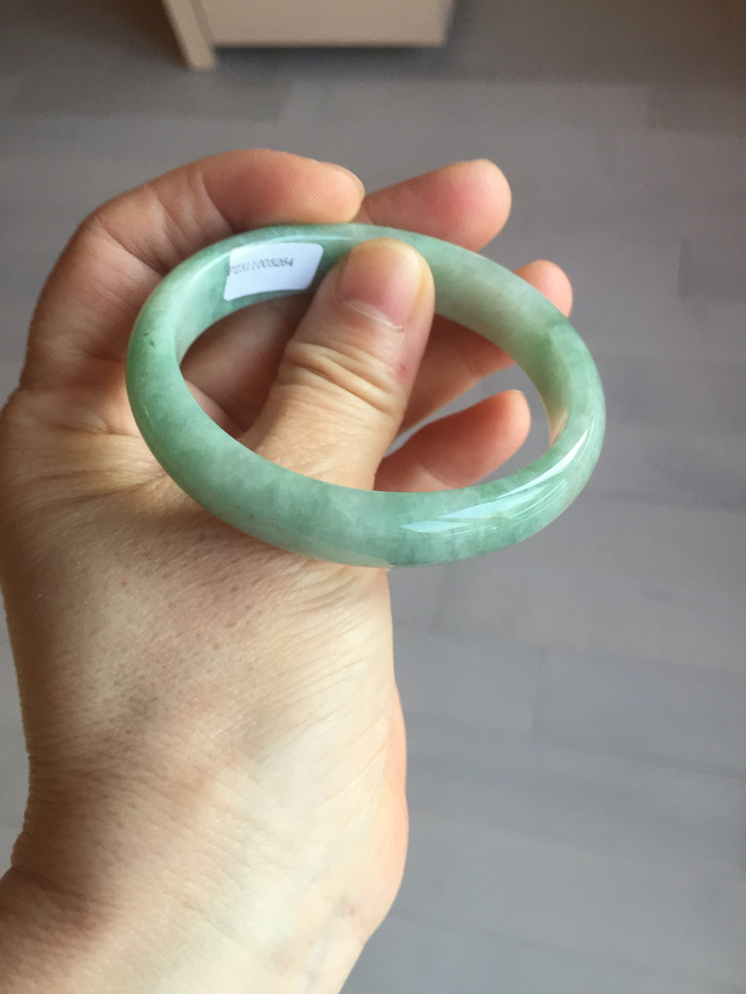 49mm Certified Type A 100% Natural apple green oval Jadeite Jade bangle BL53-326
