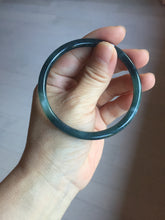 Load image into Gallery viewer, 58.4mm Certified Type A 100% Natural dark green/blue/gray with flying snow Guatemala slim round cut Jadeite bangle PD50-5519
