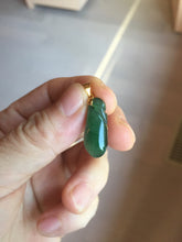 Load image into Gallery viewer, 100% Natural type A icy watery dark green/black/gary Jadeite Jade belssed melon pendant PC124-4
